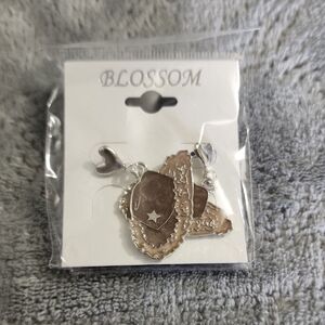 Blossom Silver and Brown Cowboy Hat Charm Earrings - Women Jewelry